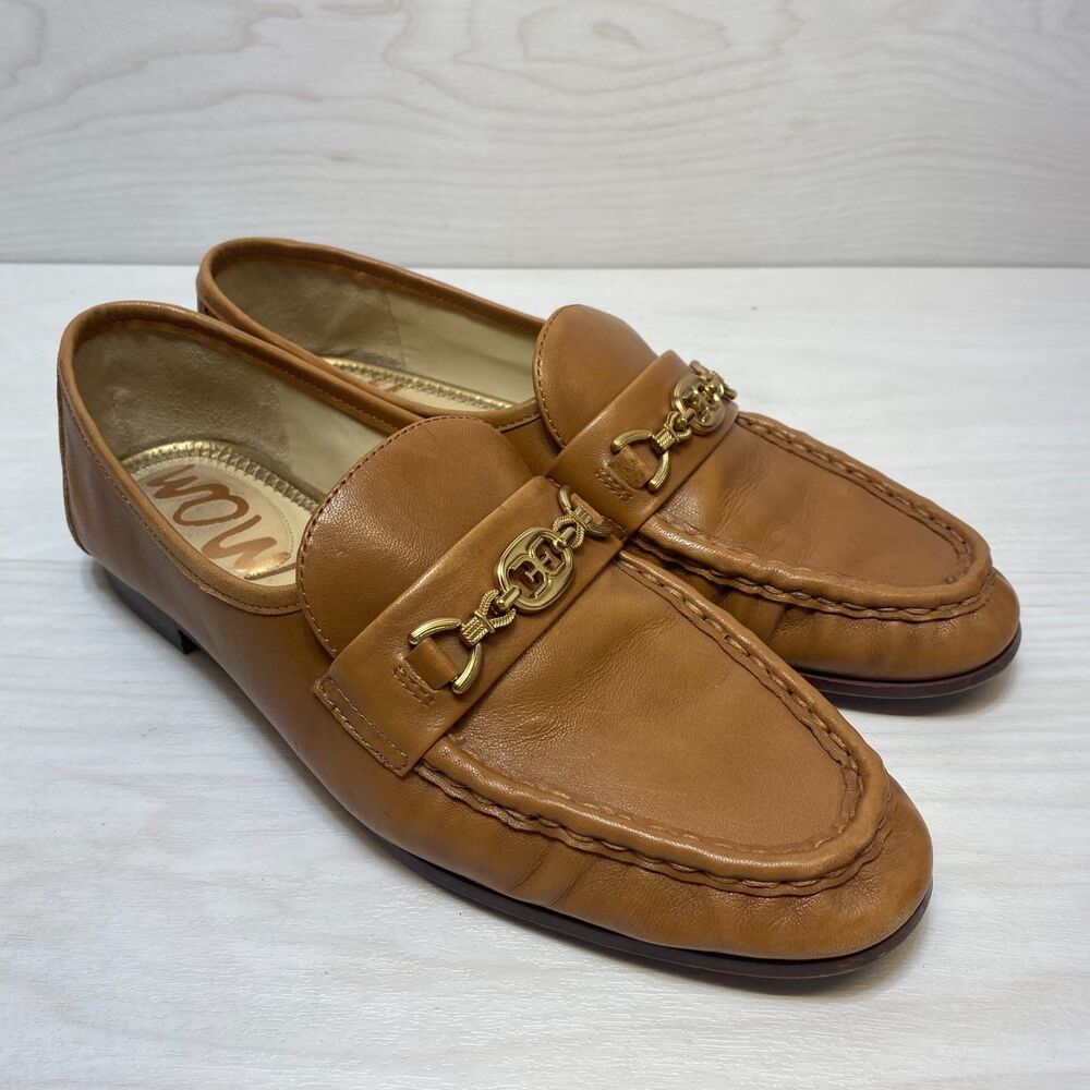 Sam Edelman Lucca Loafers Womens Size 8M Brown Leather Slip On Comfort Horse Bit
